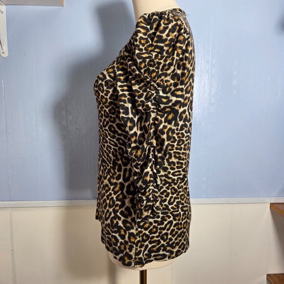 Bailey / 44 Medium Classic Animal Print Scrunched 3/4 Sleeve Lightweight Tee - Picture 6 of 10